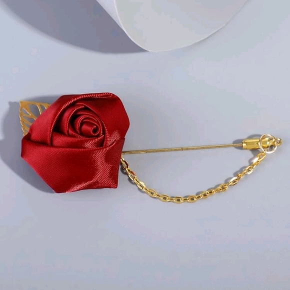 NEW! Rose Pin brooch gold accent suit decor - Picture 2 of 2